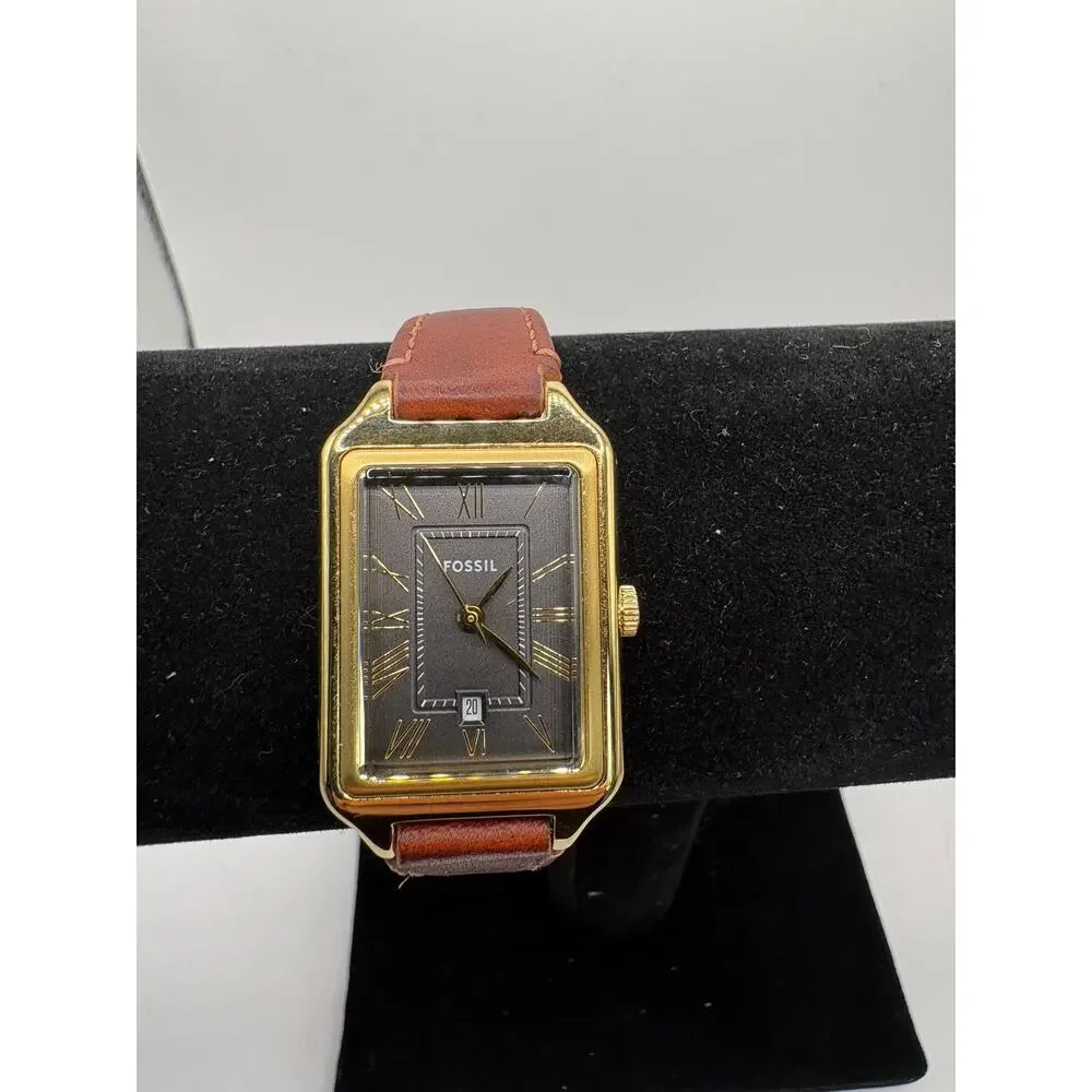 Fossil Women's Raquel Three-Hand Date Medium Brown Genuine Leather Watch
